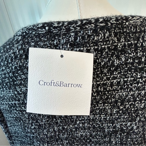 NWT Croft & Barrow black white gray knit sweater Size XL - Picture 7 of 12